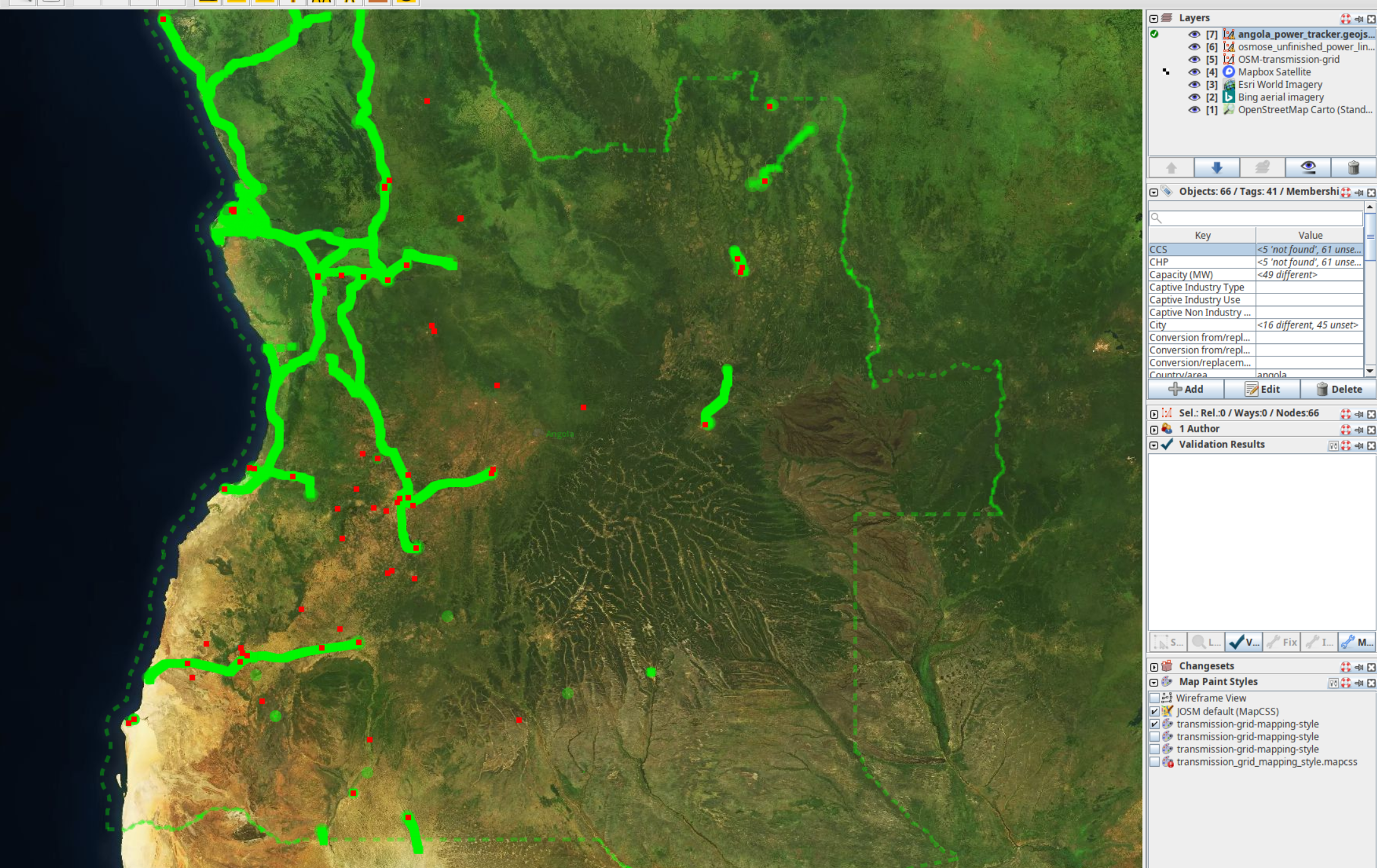 GEM Angola Data Example in JOSM