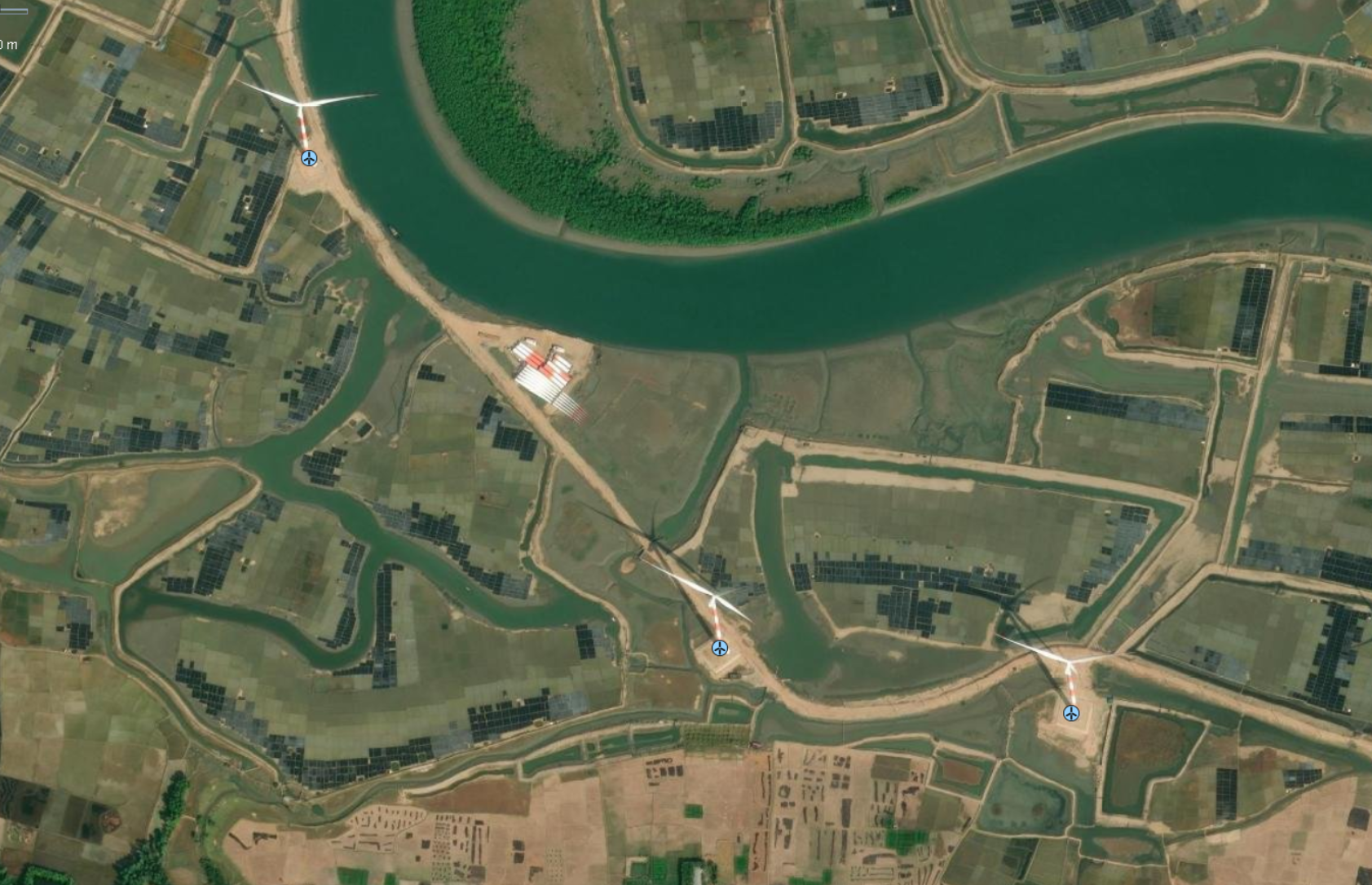 A wind farm in Bangladesh displayed in OpenStreetMap